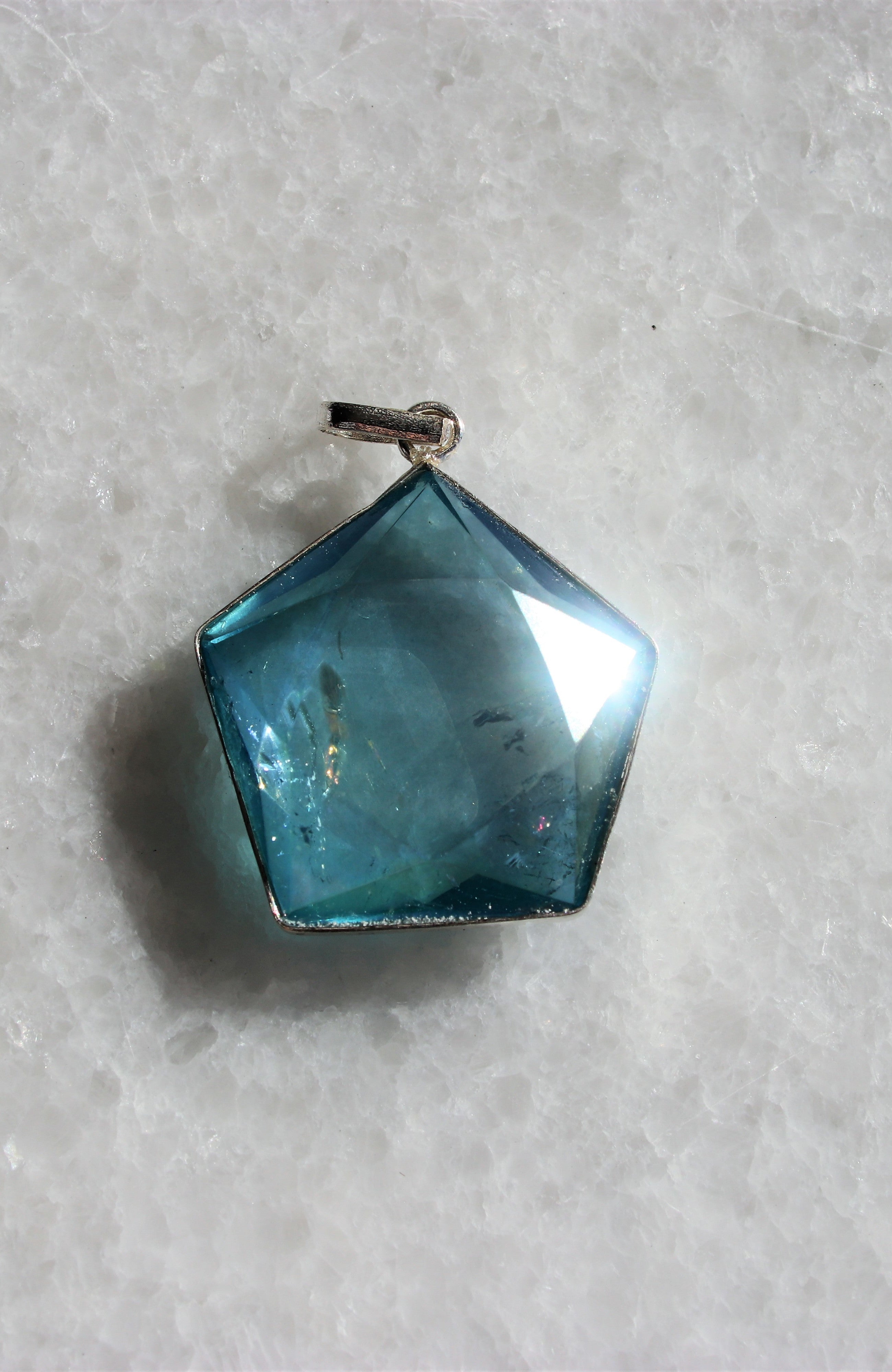 Aqua Aura Hexagon Pendant